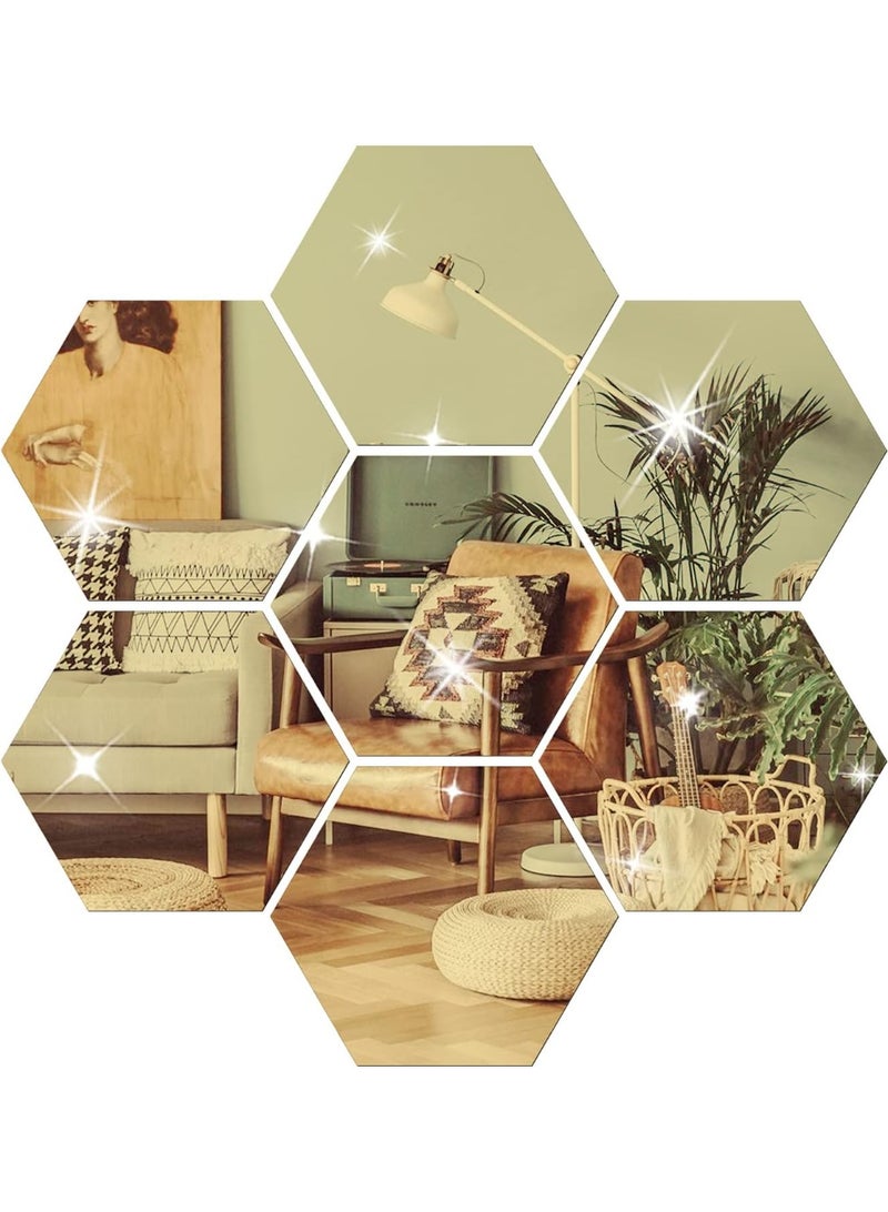 Hexagon Mirror Removable Wall Sticker Yellow - Image 5